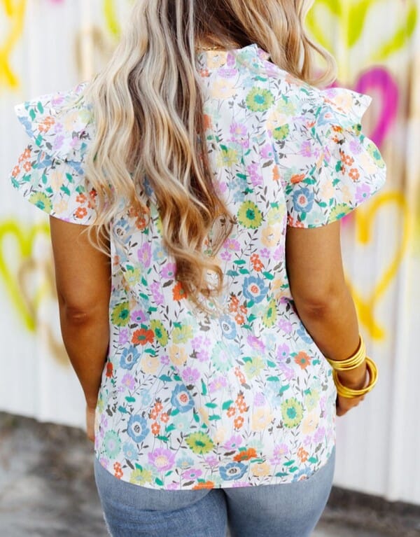 Blooming Floral Flutter Sleeve Top pretty bash 