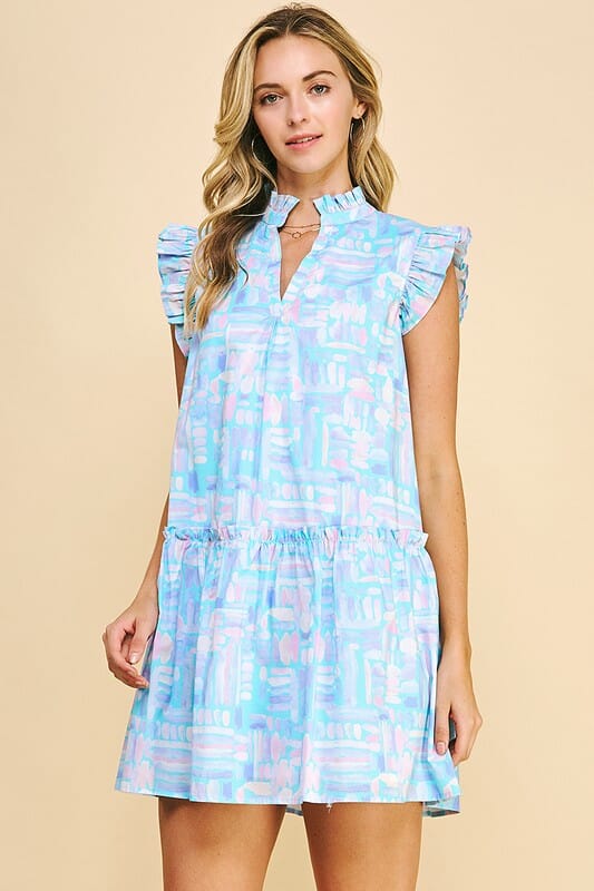 Blue and Pink Brushstroke Dress - ships late June Pinch 
