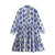 Blue and White A-line Dress pink ripple 