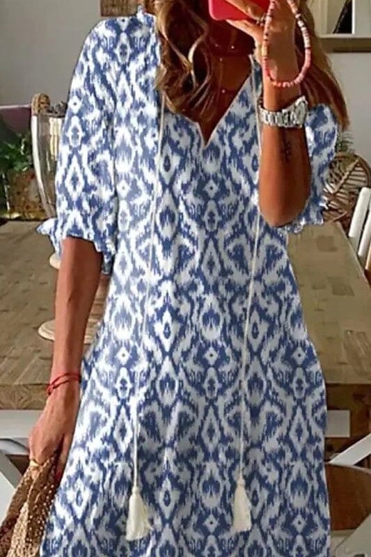 Blue Boho Print Maxi Shewin 