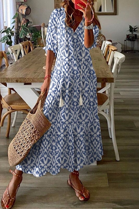 Blue Boho Print Maxi Shewin 