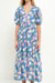 Blue Puff Sleeve Midi with Pink Flowers English Factory 