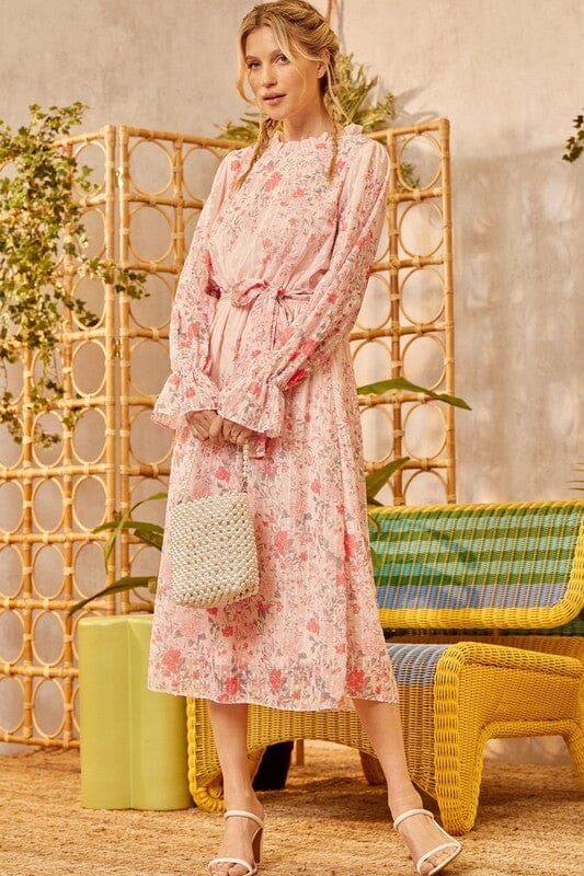 Blush Floral Swiss Dot Midi andree by unit 