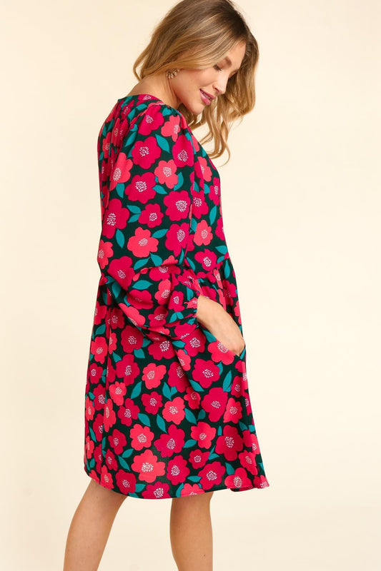 Bold Floral L/S Dress Haptics 
