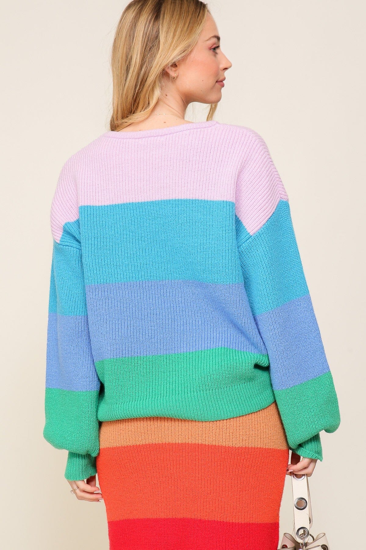 Bold Rainbow Stripe Sweater timing 