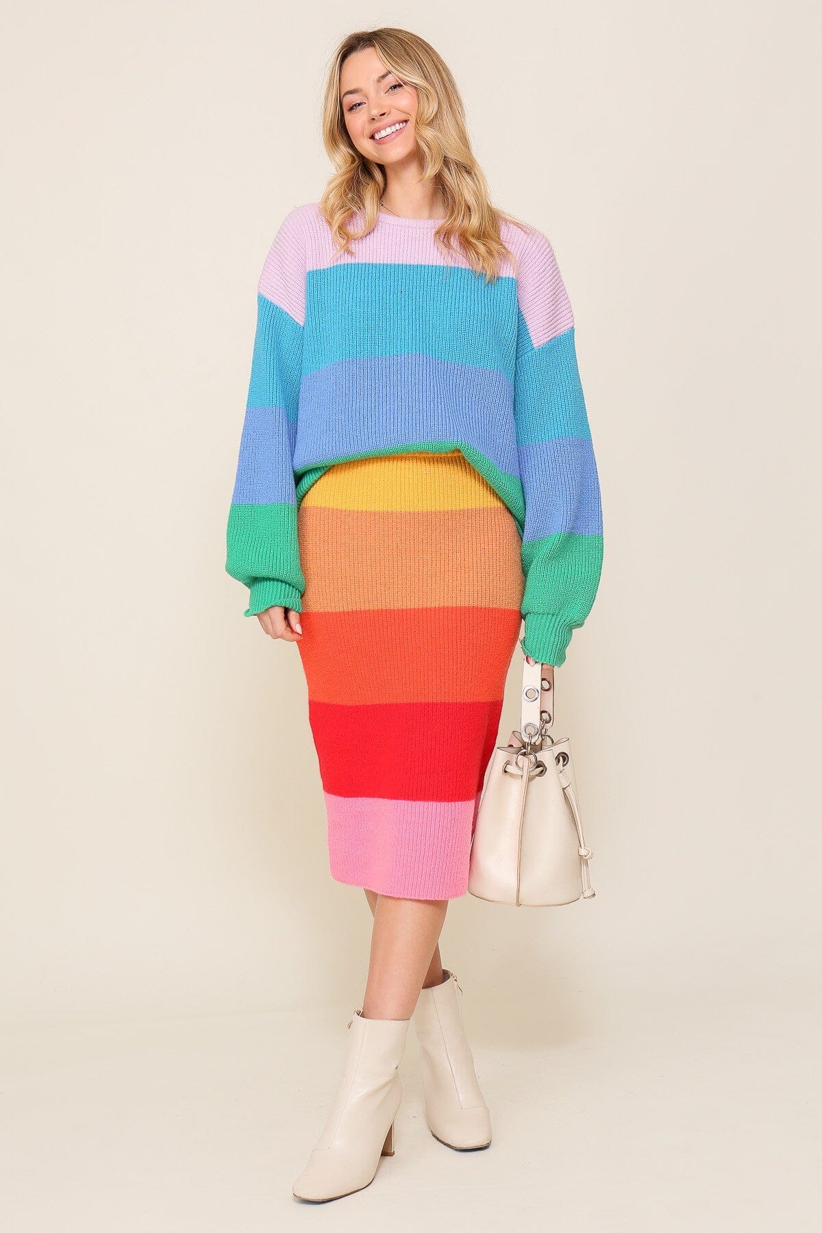 Bold Rainbow Stripe Sweater timing 