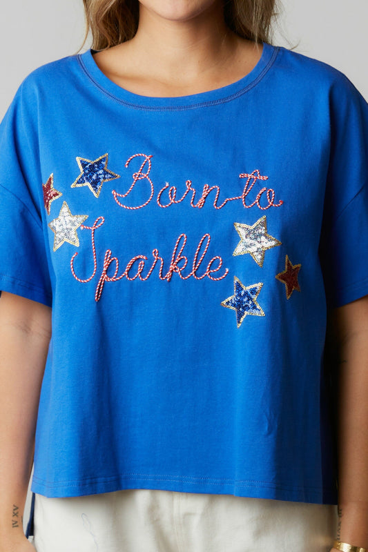 Born To Sparkle Sequin Tee peach love california 