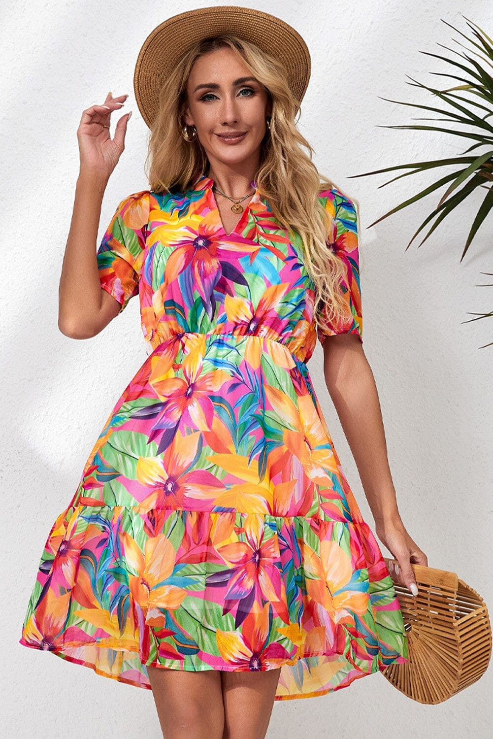 Bright Floral V Dress Kentce 