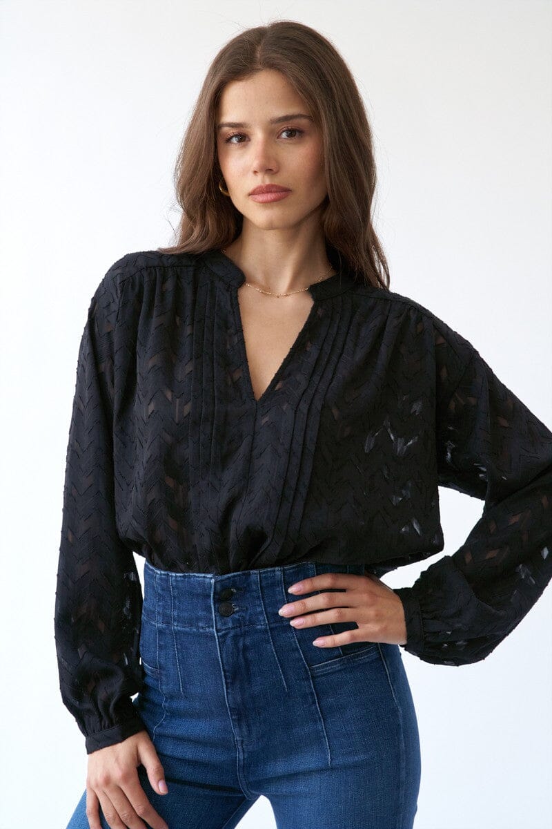 Britney Split Neck Blouse sage + fig 