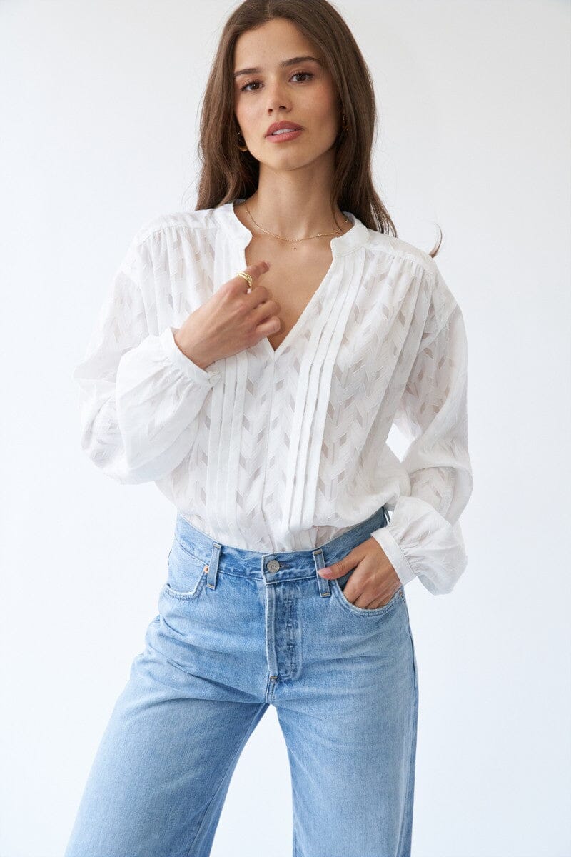 Britney Split Neck Blouse sage + fig 