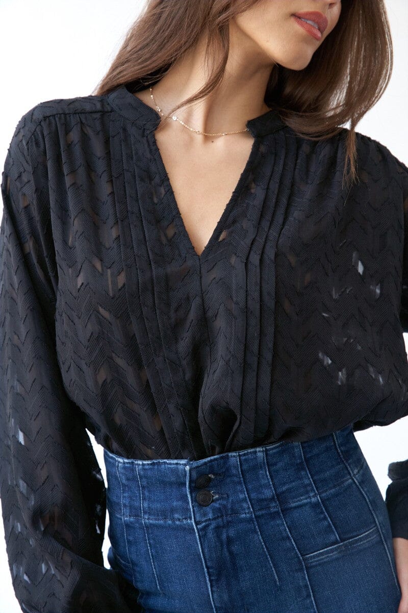 Britney Split Neck Blouse sage + fig 