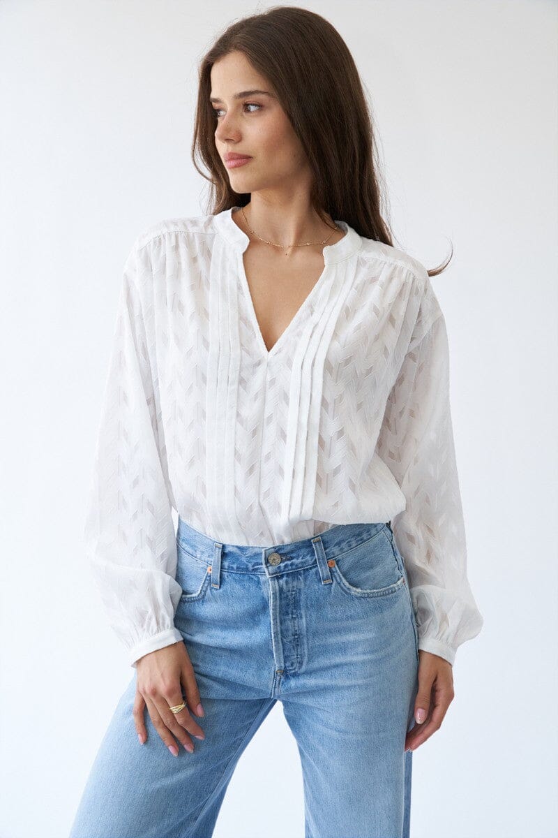 Britney Split Neck Blouse sage + fig 