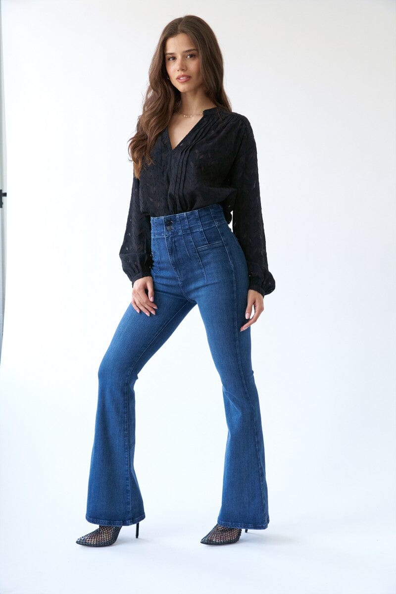 Britney Split Neck Blouse sage + fig 