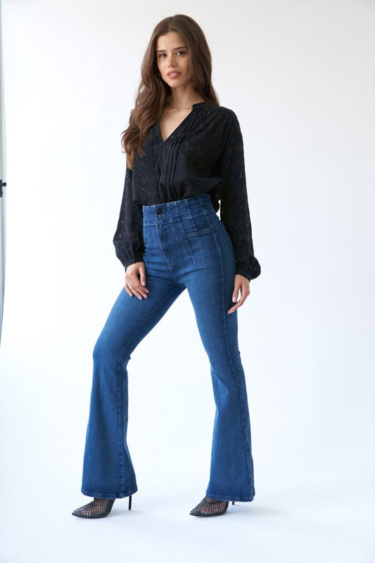 Britney Split Neck Blouse sage + fig 