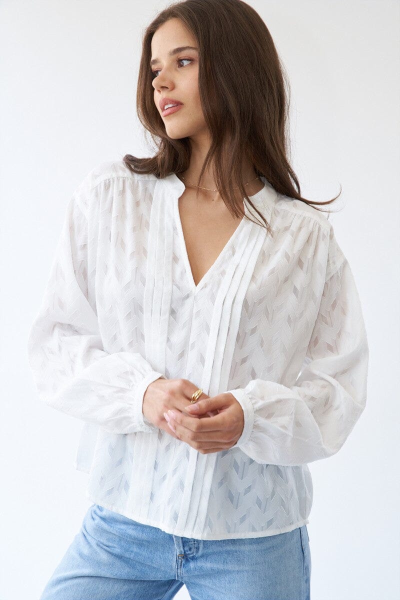 Britney Split Neck Blouse sage + fig 