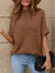Brown Turtle Neck Batwing Sleeve Knit Top Shewin 