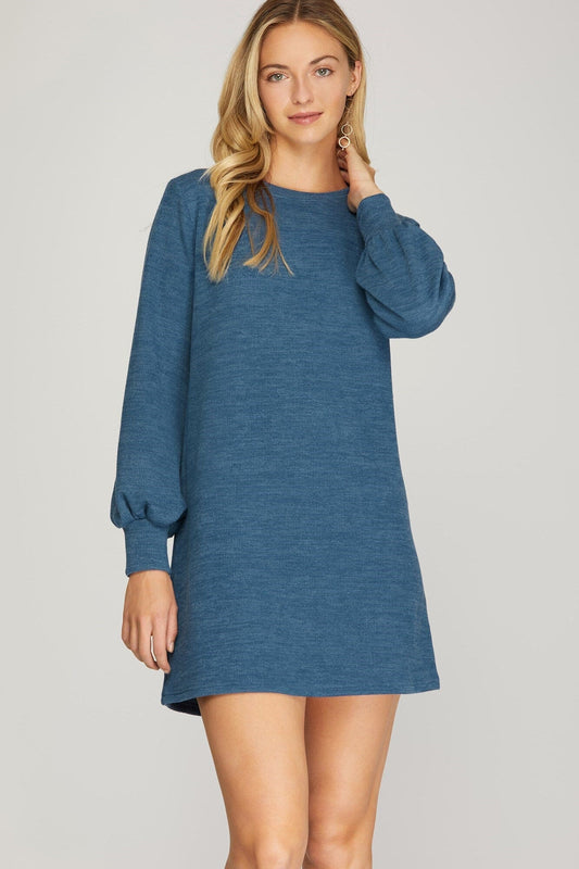 Bubble Sleeve Knit Dress she + sky 