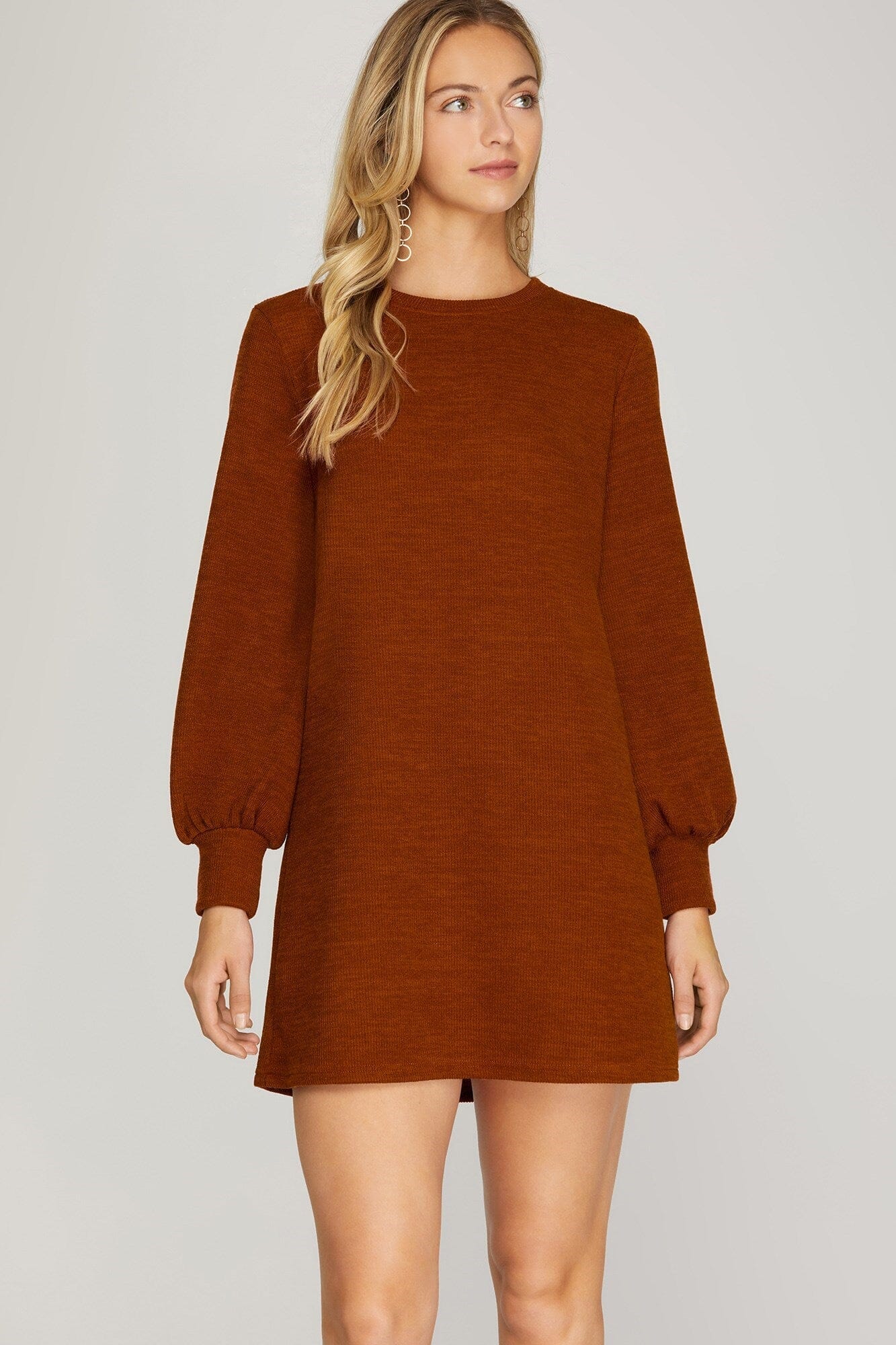 Bubble Sleeve Knit Dress she + sky 