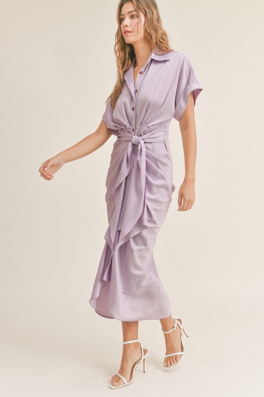 Button Down Tie Front Dress Mable 