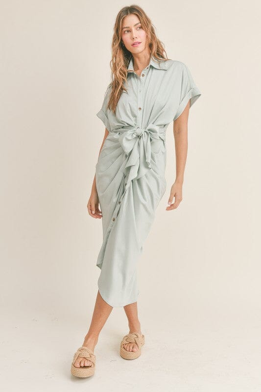 Button Down Tie Front Dress Mable 