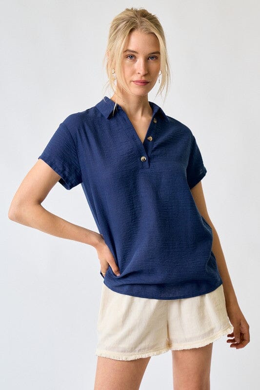 Button Pop-Over Top Doe & Rae 