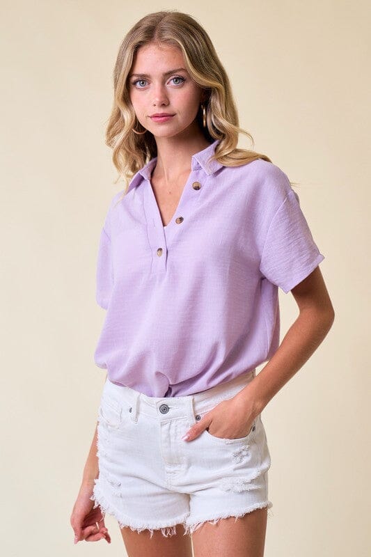 Button Pop-Over Top Doe & Rae 