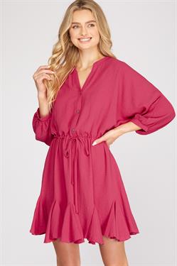 Button-Up Flounce Hem Dress she + sky 