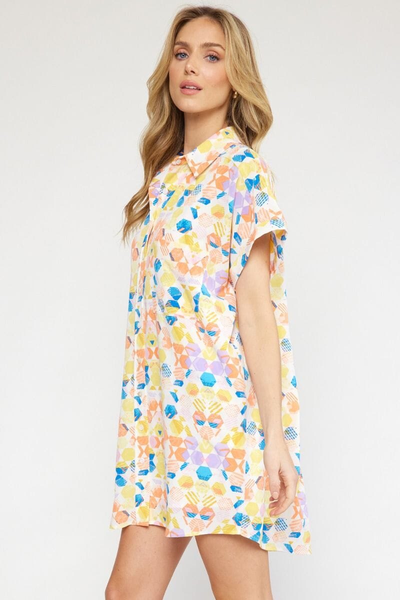 Button-Up Geo Print Dress entro 