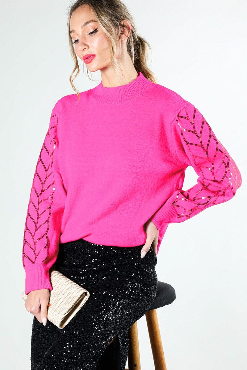 Cable Detail Sequin Sweater Vine & Love 