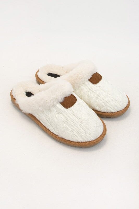 Cable Knit Fur Lined Slippers ccocci 