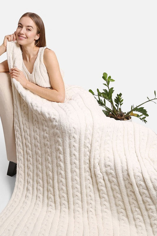 Cable Solid Luxury Blankets Fashion City 