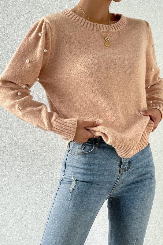 Camel Pearl Sleeve Sweater supreme fashion 