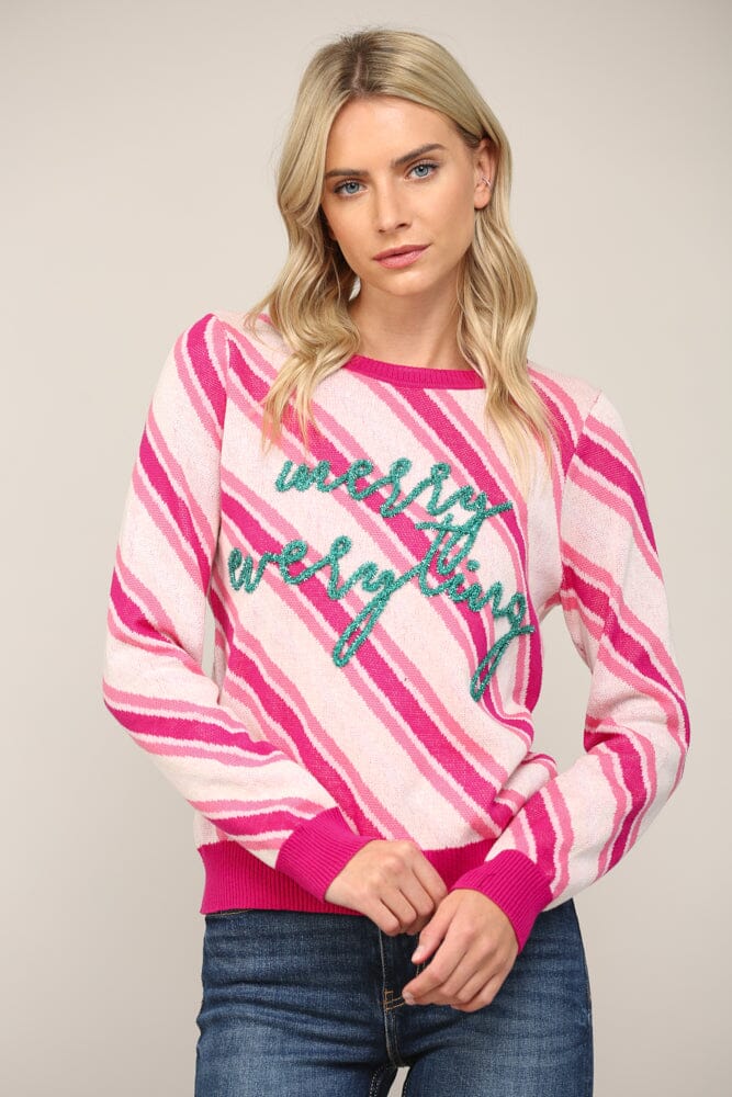 Candy Cane Stripe Merry Everything Sweater Fate 