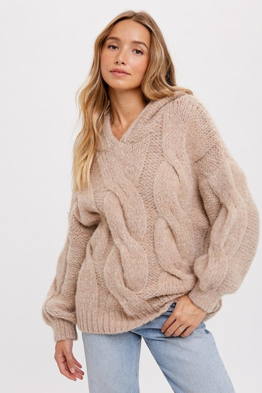 Chunky Cable Hoodie Bluivy 