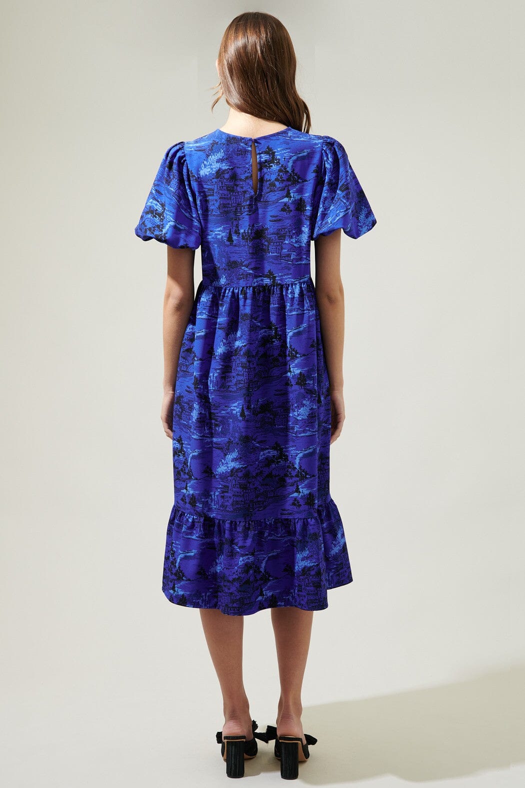 City Swiss Papillon Puff Sleeve Midi Dress Sugarlips 