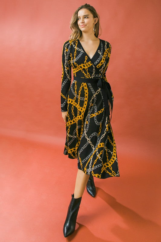 Classic Chain Print Sweater Midi flying tomato 