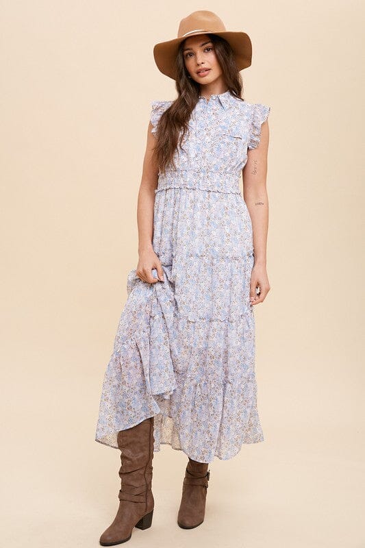 Collared Floral Maxi In Loom 