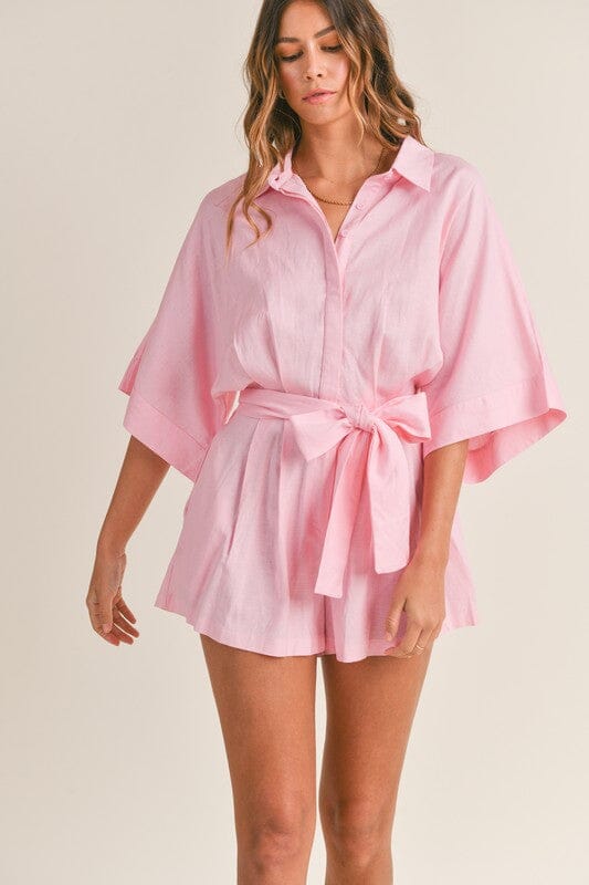 Collared Linen Romper Mable 