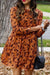 Copper and Black Floral Swing Dress Kentce 