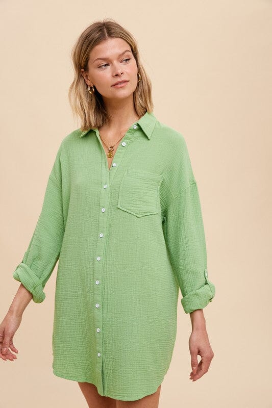 Cotton Gauze Shirt Dres In Loom 