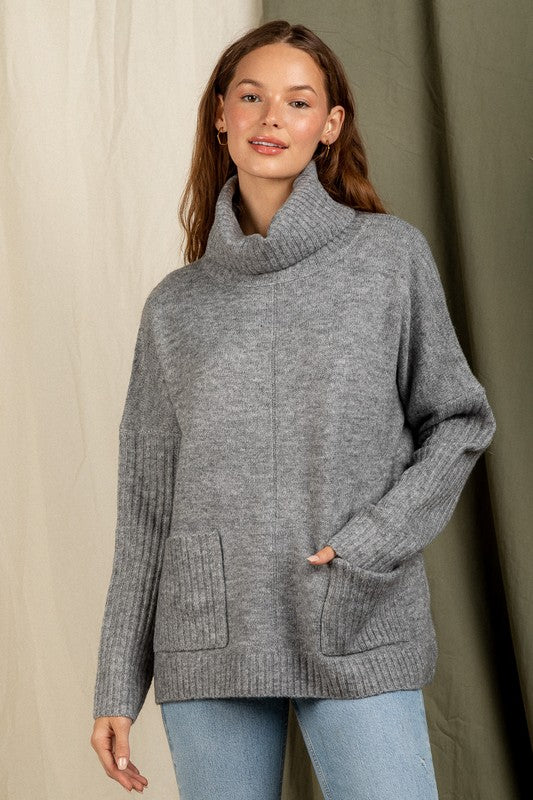 Cozy Turtleneck Sweater with Pockets Very J 