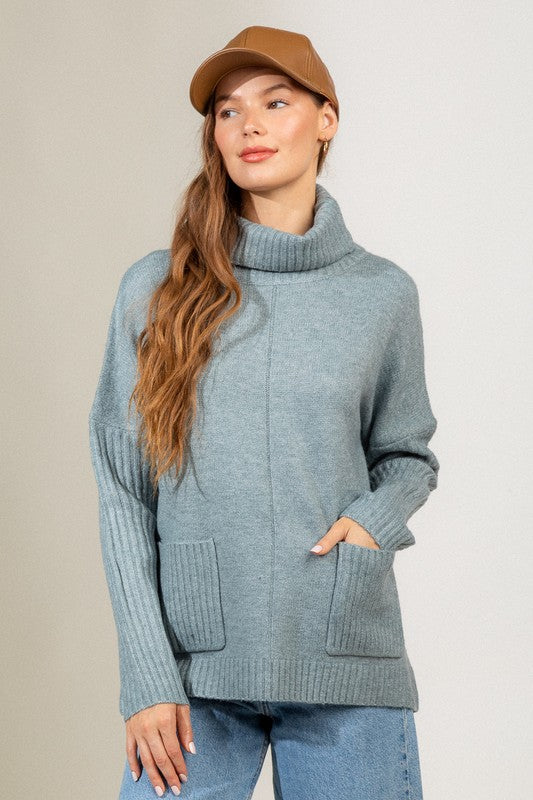 Cozy Turtleneck Sweater with Pockets Very J 