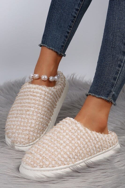 Cream Knit Slippers Kentce 