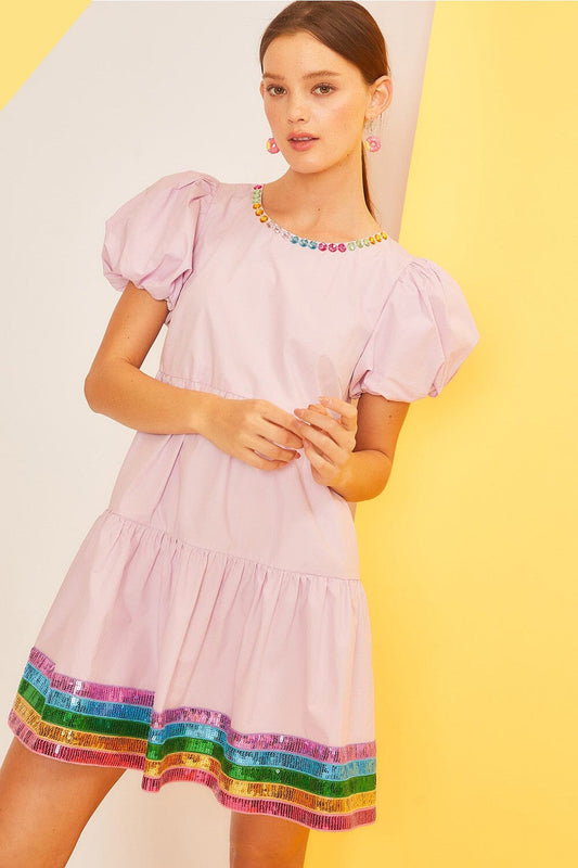 Crystal Color Stone Babydoll Dress Main Strip 