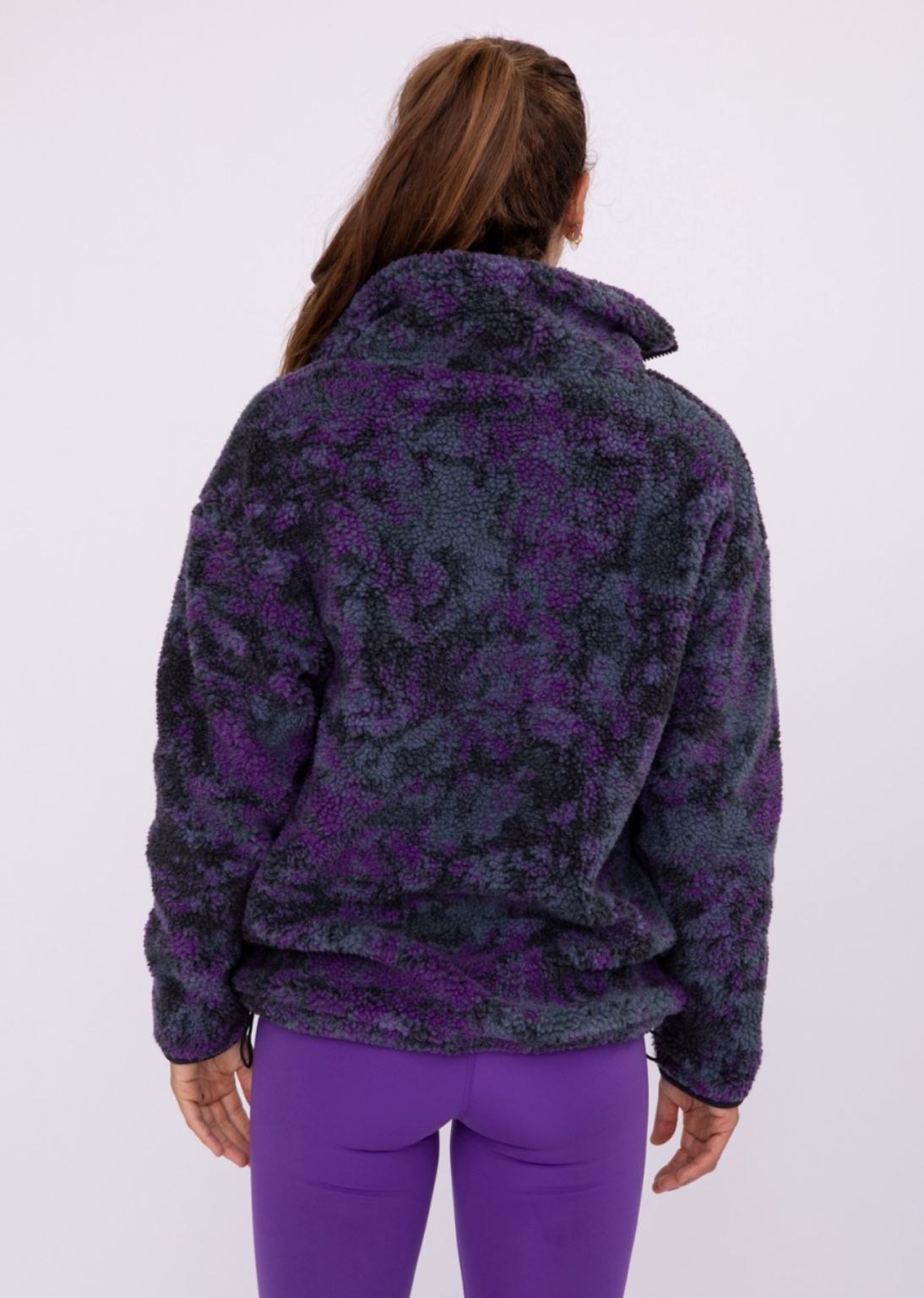 Dark Tie-Dye Half-Zip Sherpa Pullover Jacket Mono B 