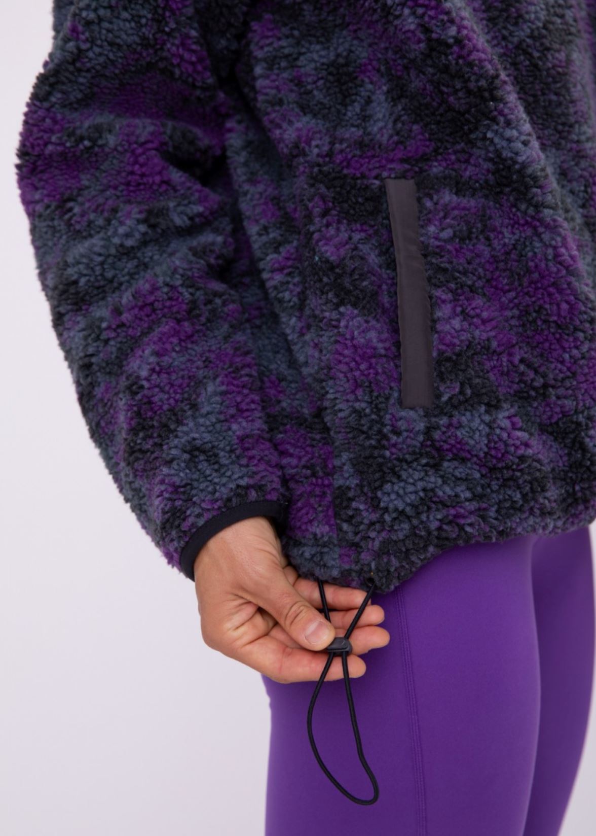 Dark Tie-Dye Half-Zip Sherpa Pullover Jacket Mono B 