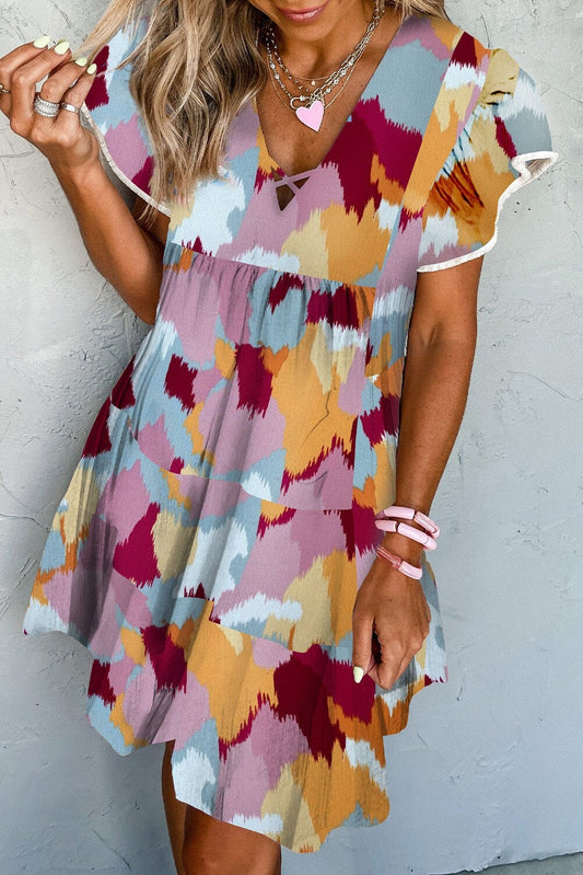 Decor V Neck Flutter Sleeve Dress Kentce 