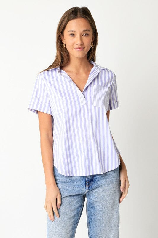 Delphine Striped Popover Olivaceous 