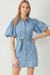 Denim Belted Puff Sleeve Dress entro 