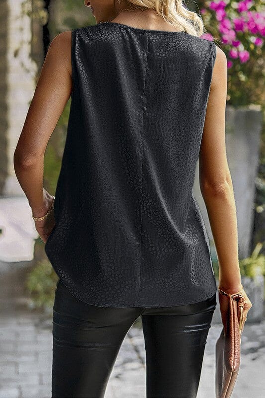Dotted Cowl Neck Sleeveless Top supreme fashion 